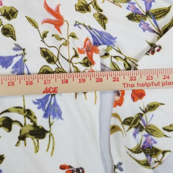 Lands' End Cardigan Sweater Womens Large Candy Botanical Supima Cotton Floral - Picture 8 of 10